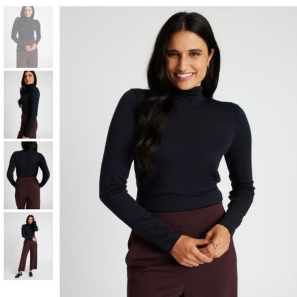 Kit and Ace Sweaters - Kit and Ace - BRUSHED MOCK TURTLENECK in CHARCOAL - SIZE XS